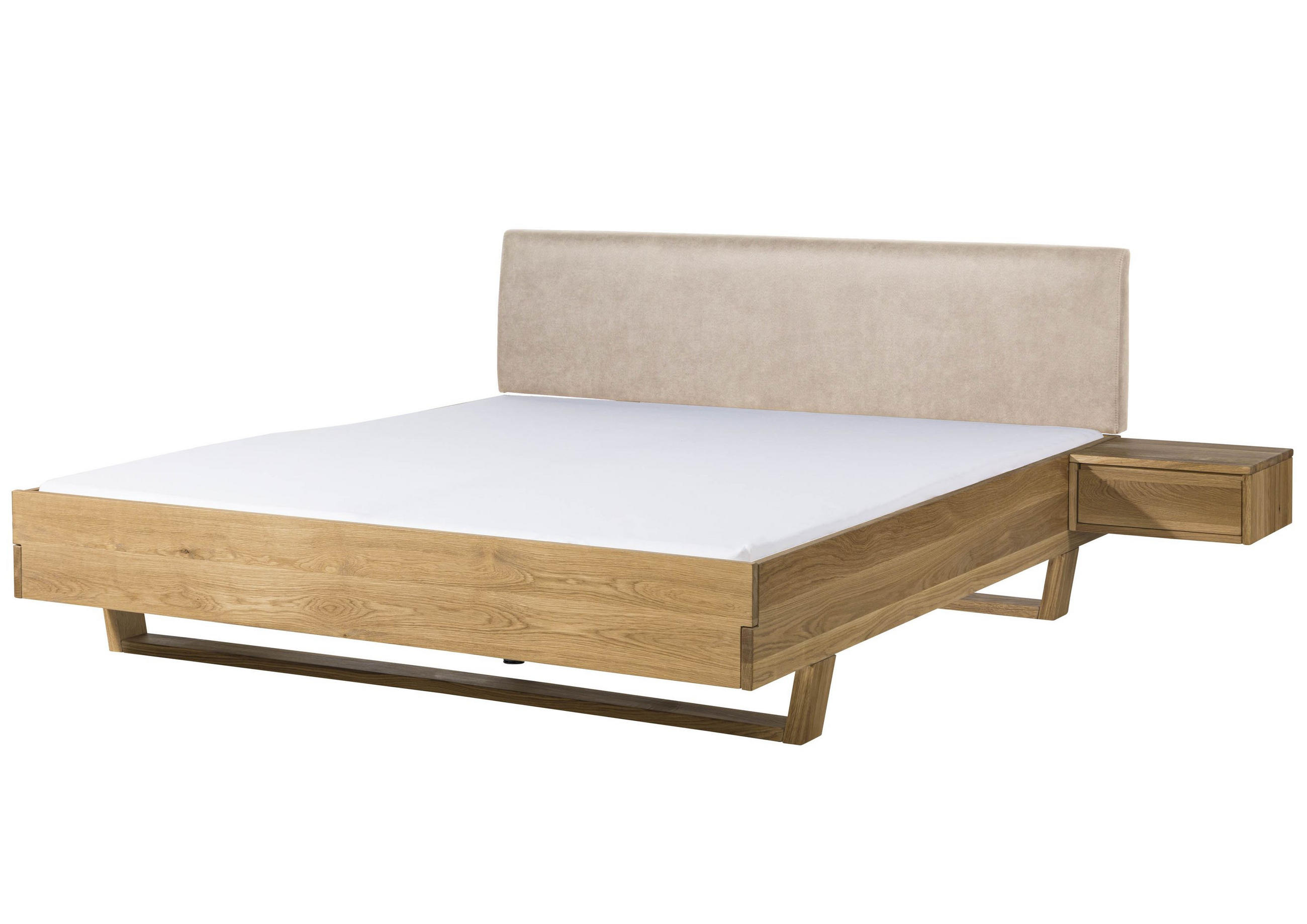 BETT mit Nachttisch Massivholz Fichte 180 x 200 x 86 natur FICHTELBERG #143 - Beige/Naturfarben, Holz (180/200cm) - Massivmoebel24