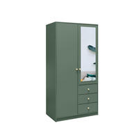 KLEIDERSCHRANK Rainbow Grün, zweitüriger Drehtürenschränk mit Spiegel und Schubladen - Grün, Holzwerkstoff (100/200/58cm) - Bettso
