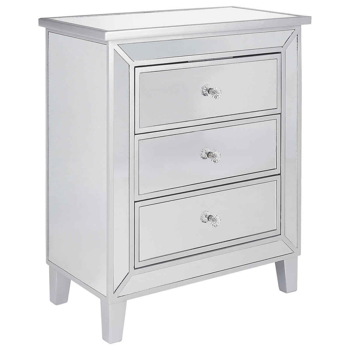 KOMMODE 4 Schubladen Silber Breves - Silberfarben, Glas (60/71/35cm) - Beliani