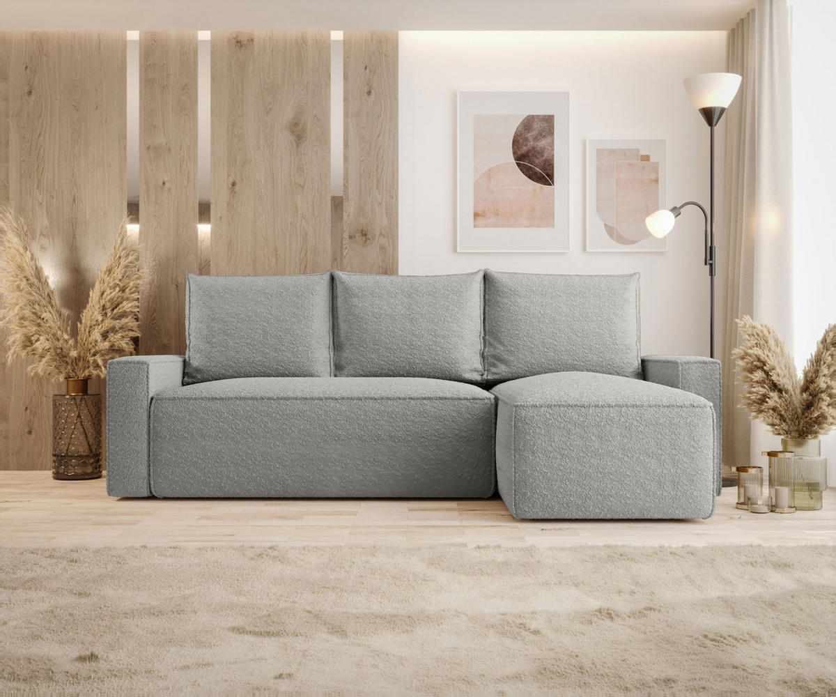 ECKSOFA mit Schlaffunktion SAVIO Quelle 83 Rechts - Grau, Textil (232/140cm) - Bedante