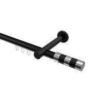 INNENLAUF-GARDINENSTANGEN-SET Prestige Mavell 420 cm (geteilt in 3 x 140 cm), 1-läufig, 20 mm Ø Schwarz - Chromfarben/Schwarz, Metall (420cm) - INTERDECO