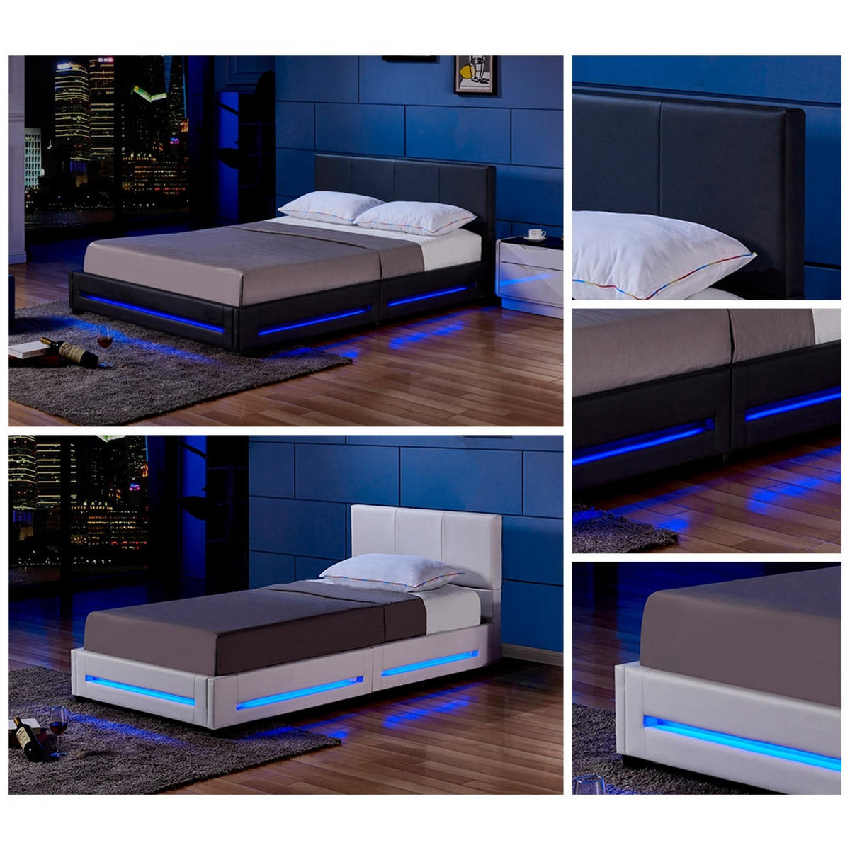 LED BETT ASTEROID - Weiß, 180 x 200 cm - Weiß, Kunststoff - Home Deluxe