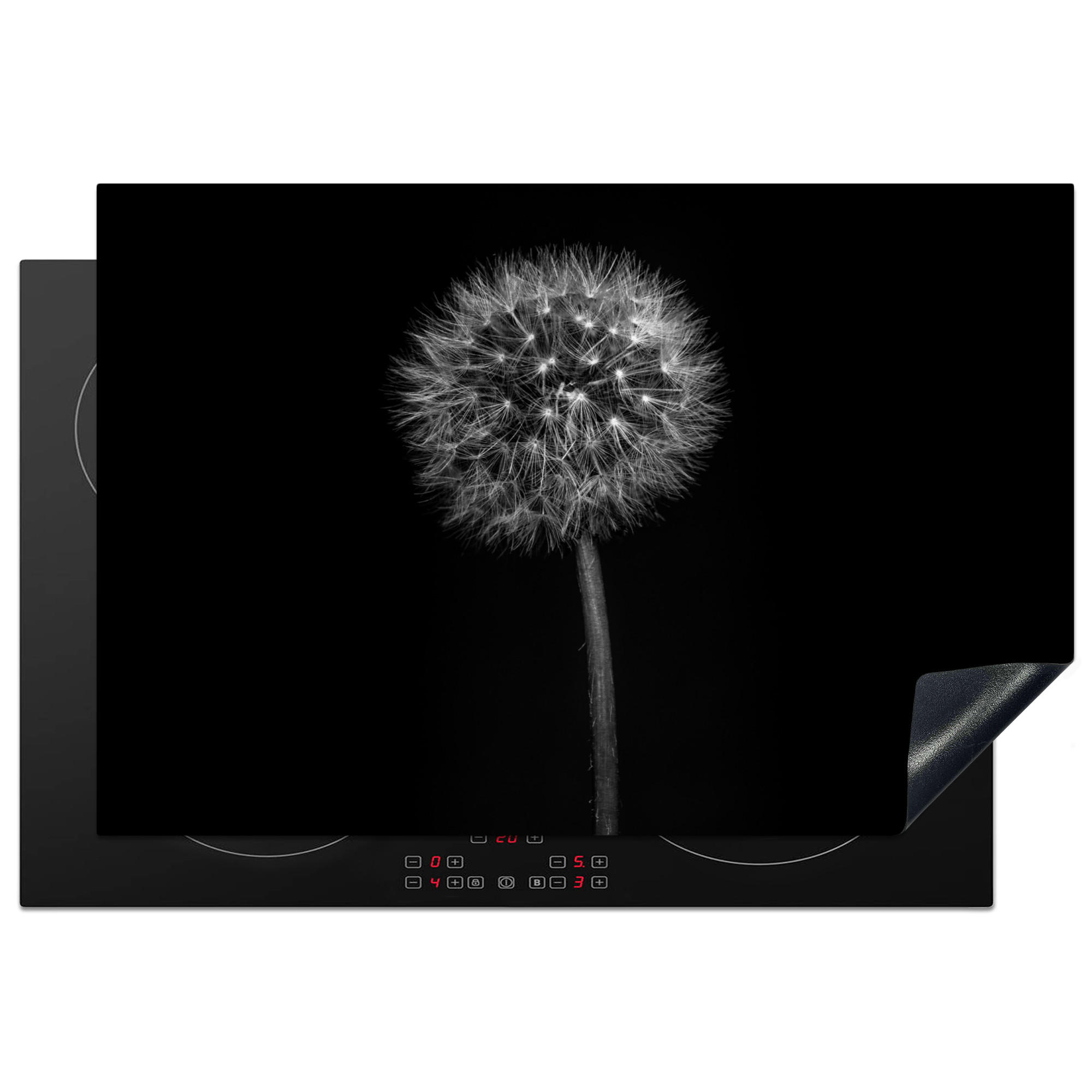 MuchoWow KRYT NA INDUKČNÍ DESKU Pampeliška - černá - květinová - botanická 77x51 cm