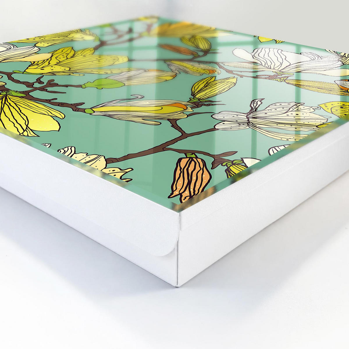 SCHLÜSSELBOX Weiß 30x30 cm – Türöffnung nach rechts - Lebendige Natur - Grün, Metall (30/30/5cm) - TULUP