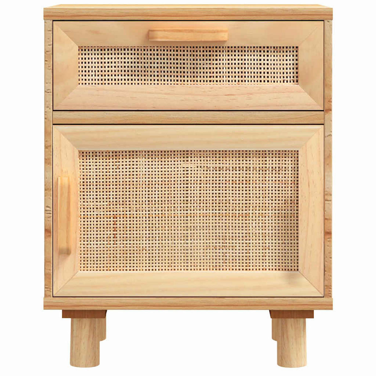 NACHTTISCHE 2er set Braun Massivholz Kiefer Und Natur-Rattan - Braun, Holz (30/50/40cm) - vidaXL
