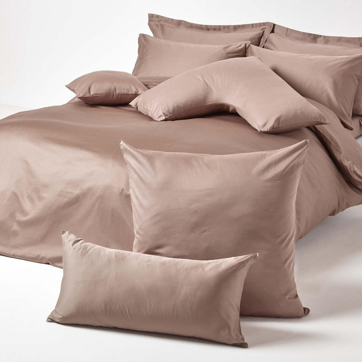 BIO-KISSENBEZUG Satin, Fadendichte 400 - Braun, Textil (40/40cm) - Homescapes