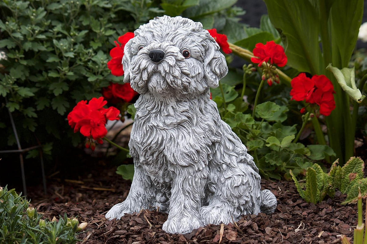 STEINFIGUR Hund Shih Tzu frostfest massiver Steinguss - Grau, Stein (20/30/21cm) - stoneandstyle
