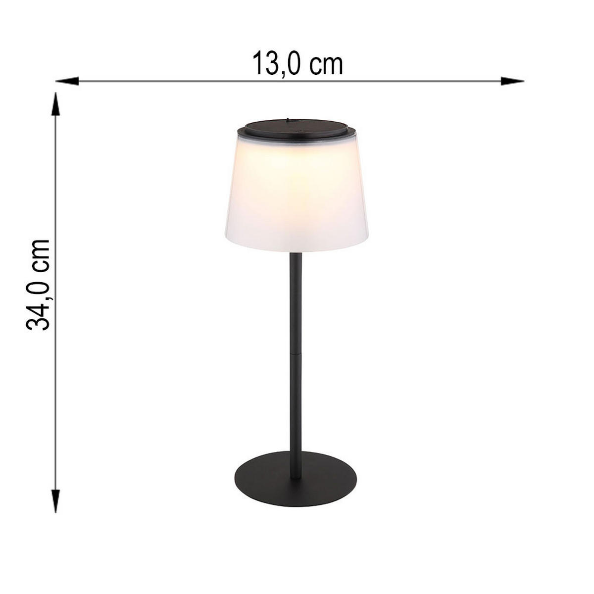 TISCHLEUCHTE MARIAM LED Metall Schwarz, Akku, 2er Set - Schwarz, Metall (13/13/34cm) - Globo Lighting