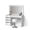 SCHMINKTISCH Imola Weiß mit LED-Spiegel und Hocker - Weiß, Holzwerkstoff (120/75/55cm) - Livinity®
