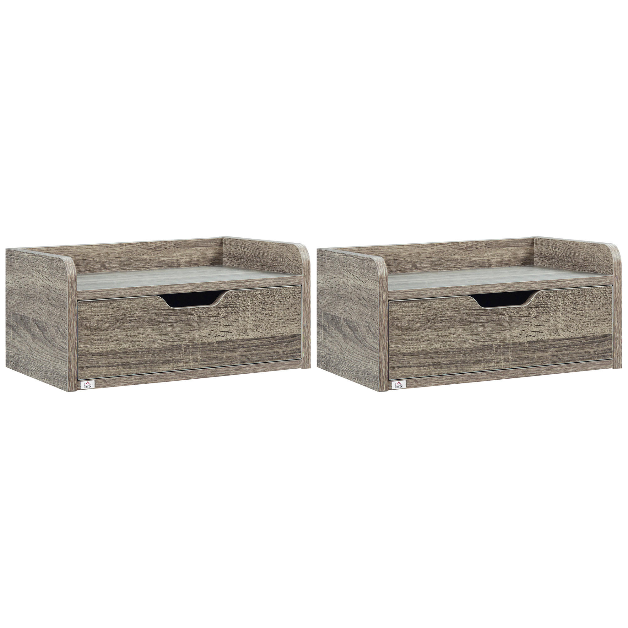 NACHTTISCH Grau Spanplatte wandhängend mit Schublade 2er-Set - Grau, Holzwerkstoff (40/19.5/30cm) - PANGIVO