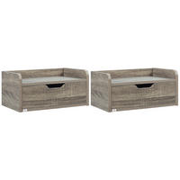 NACHTTISCH Grau Spanplatte wandhängend mit Schublade 2er-Set - Grau, Holzwerkstoff (40/19.5/30cm) - PANGIVO