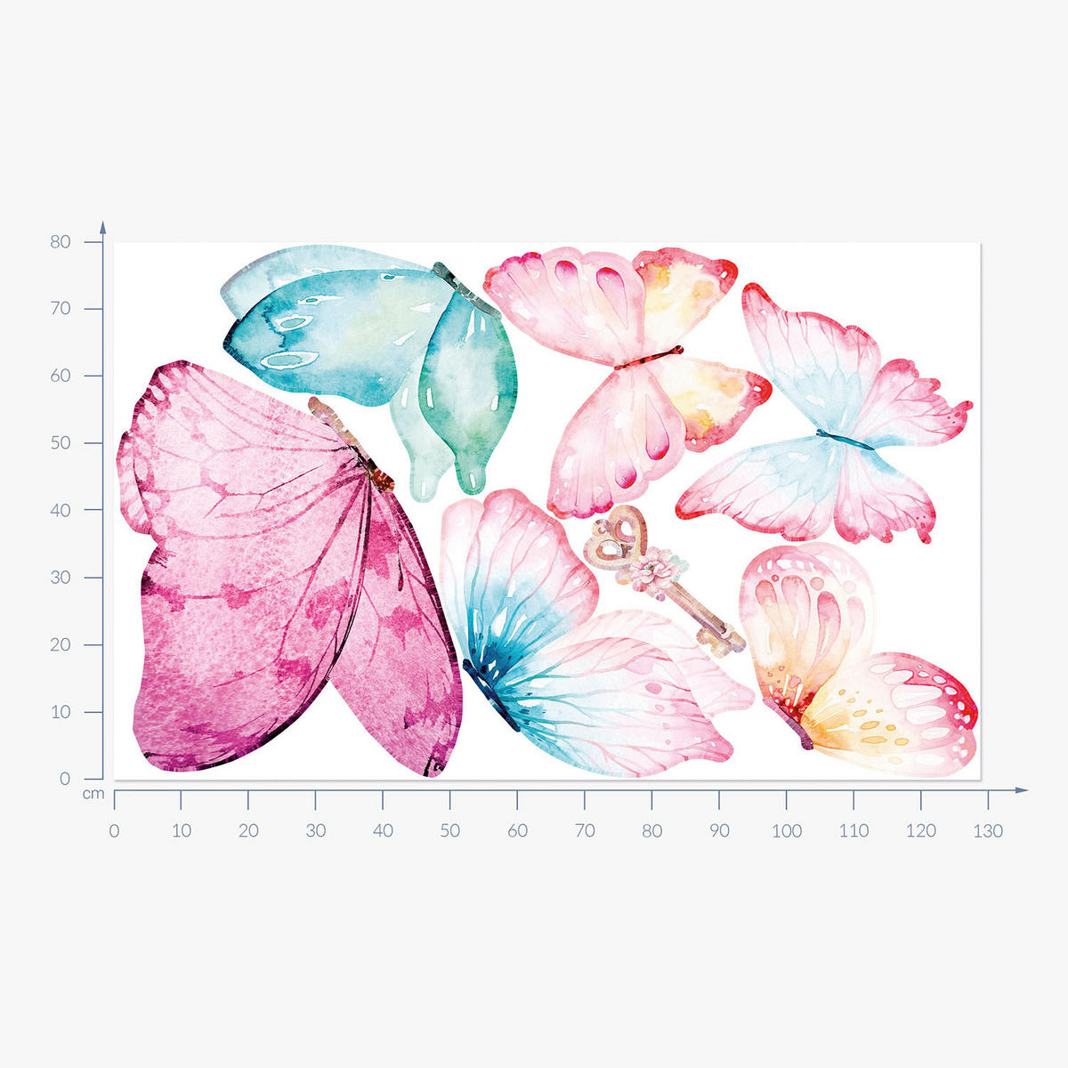 WANDAUFKLEBER 80x129cm - Pastellfarbene Schmetterlinge - Multicolor, Kunststoff (80/129/0.1cm) - Wallfluent