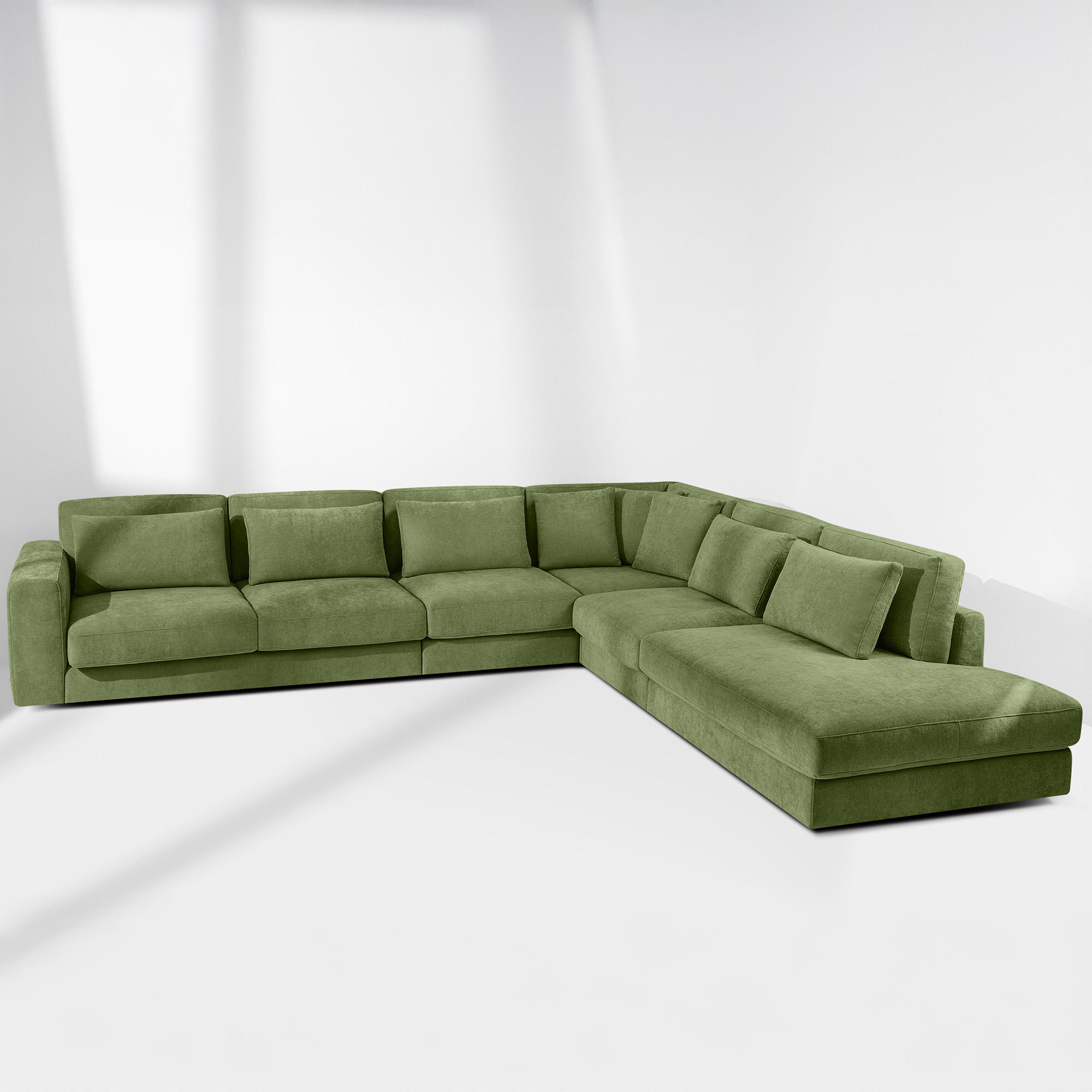ECKSOFA XL rechts VERUS - Grün, Holz/Holzwerkstoff (377/328cm) - KONSIMO®
