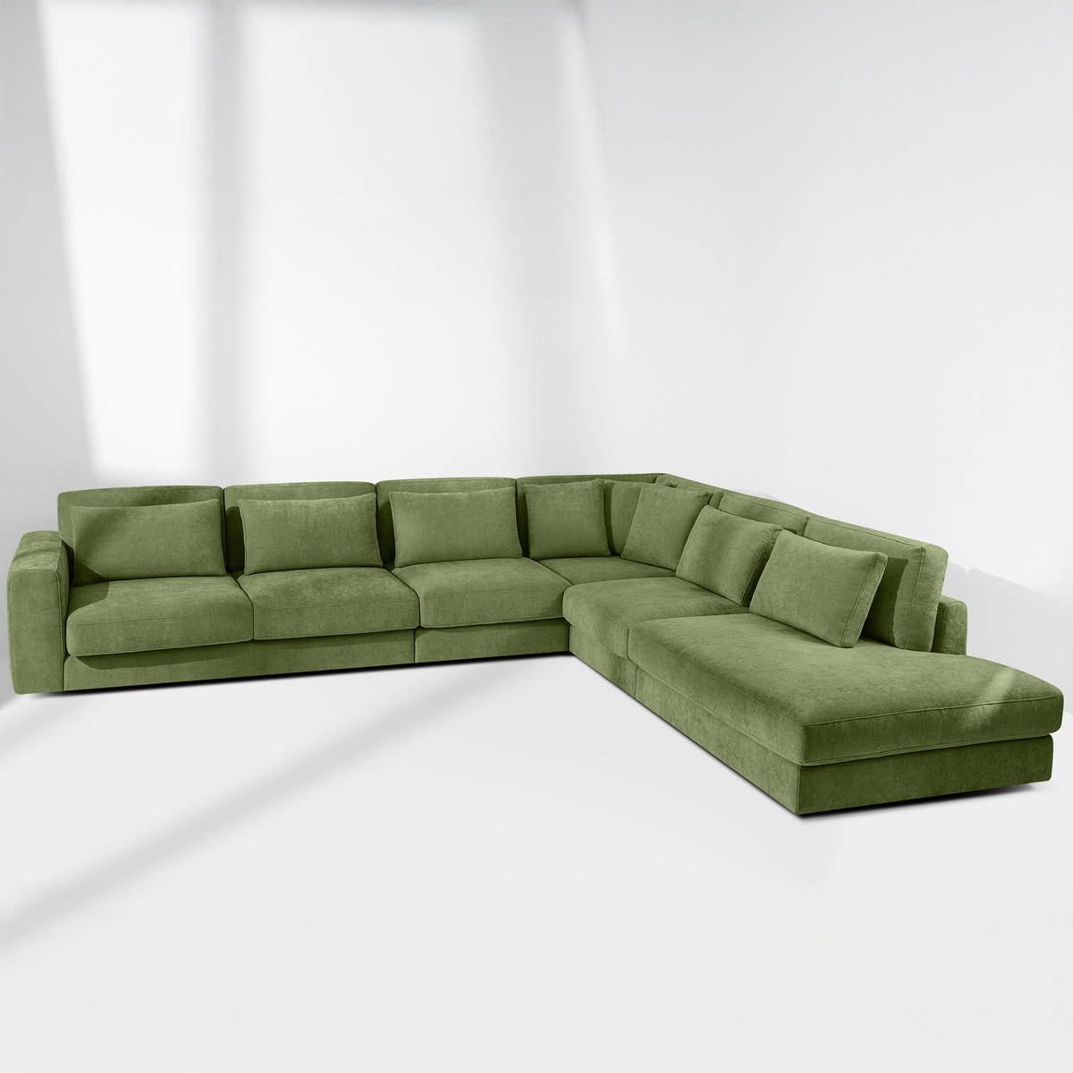 ECKSOFA XL rechts VERUS - Grün, Holz/Holzwerkstoff (377/328cm) - KONSIMO®