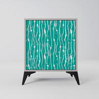 SIDEBOARD TURQUOISE RAIN, Grau, 57,5x42x70,5 cm, Schwarze Metall-Sternfüße - Multicolor/Schwarz, Holzwerkstoff/Metall (57.5/70.5/42cm) - SpaceRebels
