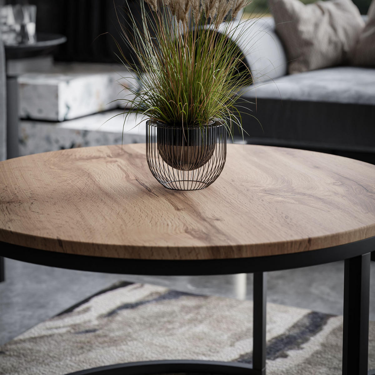 COUCHTISCH CIRI MIX SLIM 2-in-1 - Schwarz, Holzwerkstoff (70/70/48cm) - Lookway