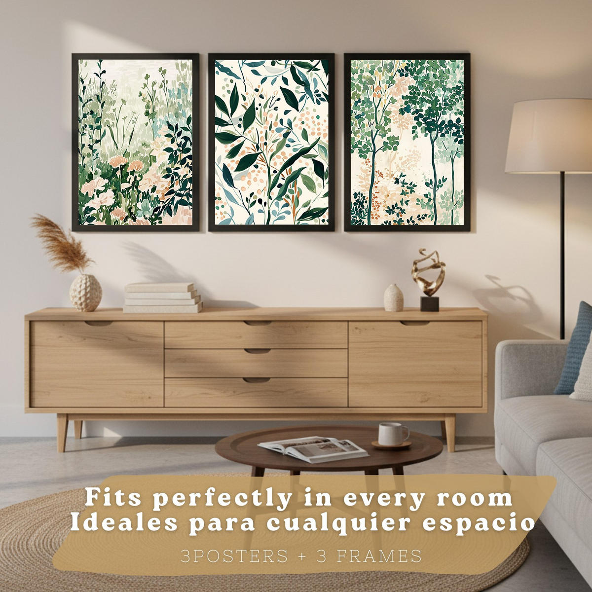 PLAKAT Sada 3 Les A3 Černý rám - černá, papír (29.7/1/42cm) - Nacnic