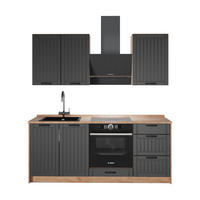 SAMOSTATNÁ KUCHYŇA Fame-Line, Tmavo-sivá/Dub Goldkraft, 190 cm, AP Oak - dub medový/tmavosivá, kompozitné drevo (190/82/60cm) - Vicco