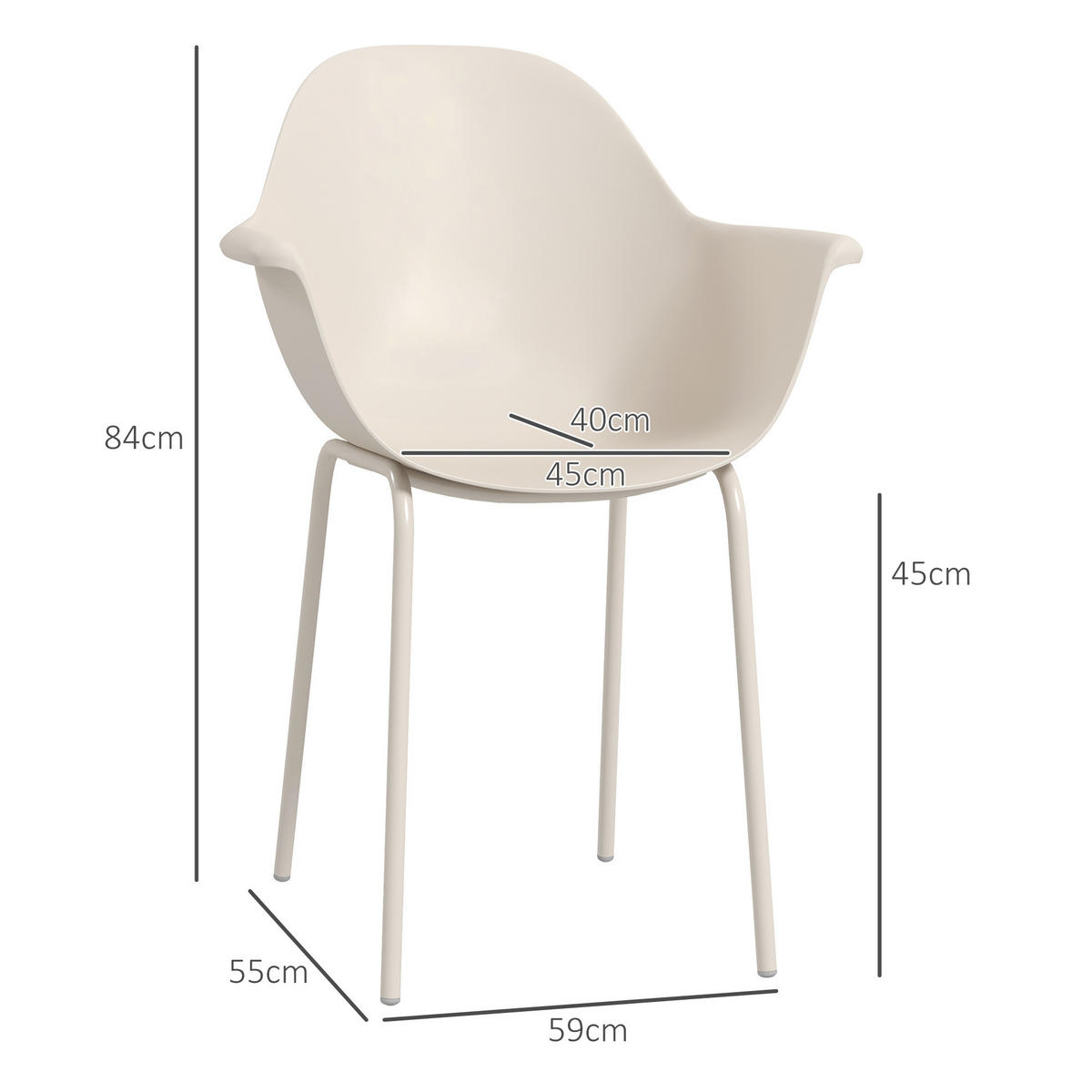 GARTENSTUHL, Stahl, Kunststoff, Grau - Grau, Metall (55/84/59cm) - Outsunny