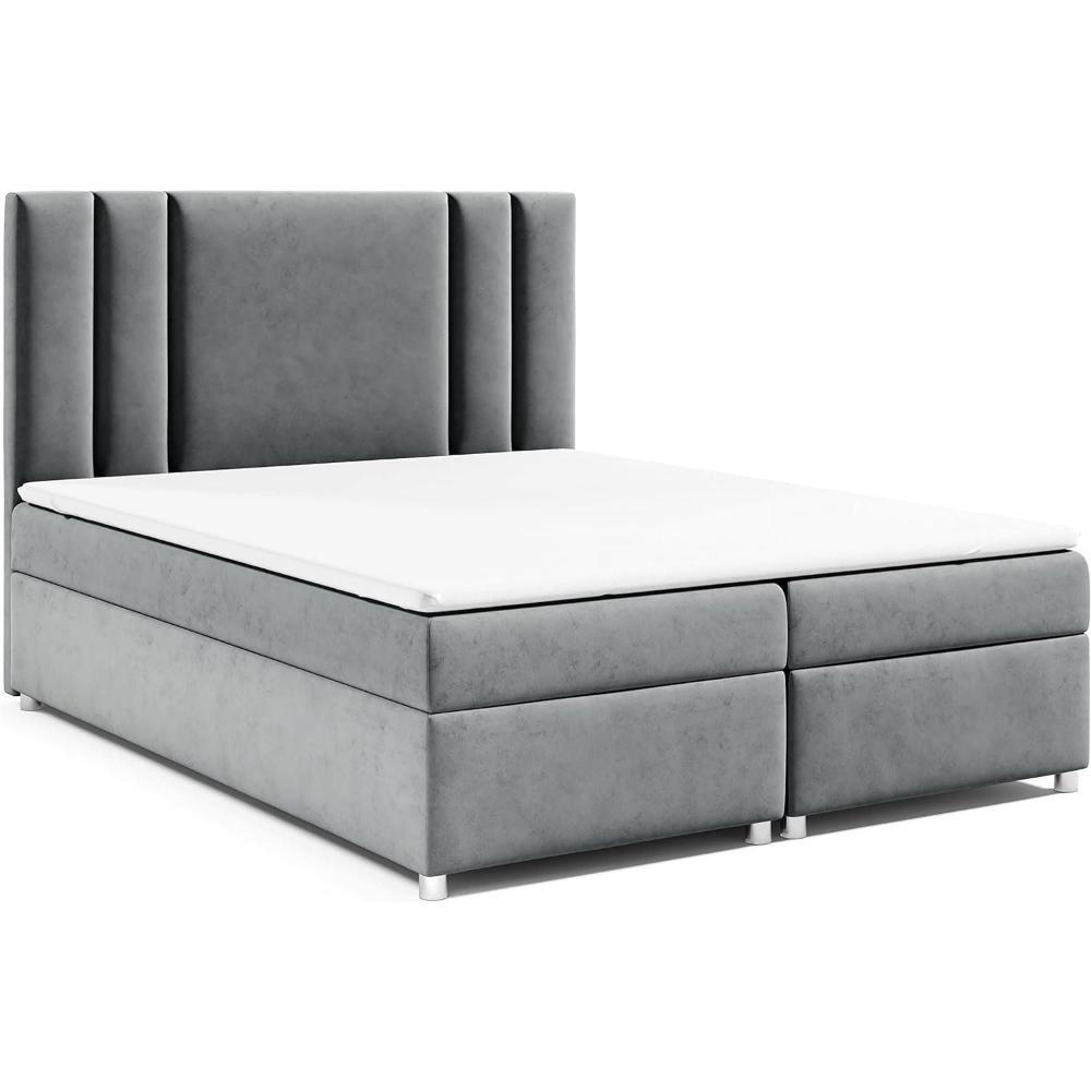 BOXBETT Trinity K-8 Bonellfederkern inkl. Topper - Grau, Holz/Holzwerkstoff (160/200cm) - Best For Home