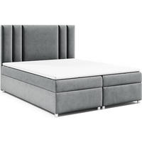 BOXBETT mit Bettkasten Trinity K-8 Bonellfederkern inkl. Topper - Grau, Holz/Holzwerkstoff (180/200cm) - Best For Home