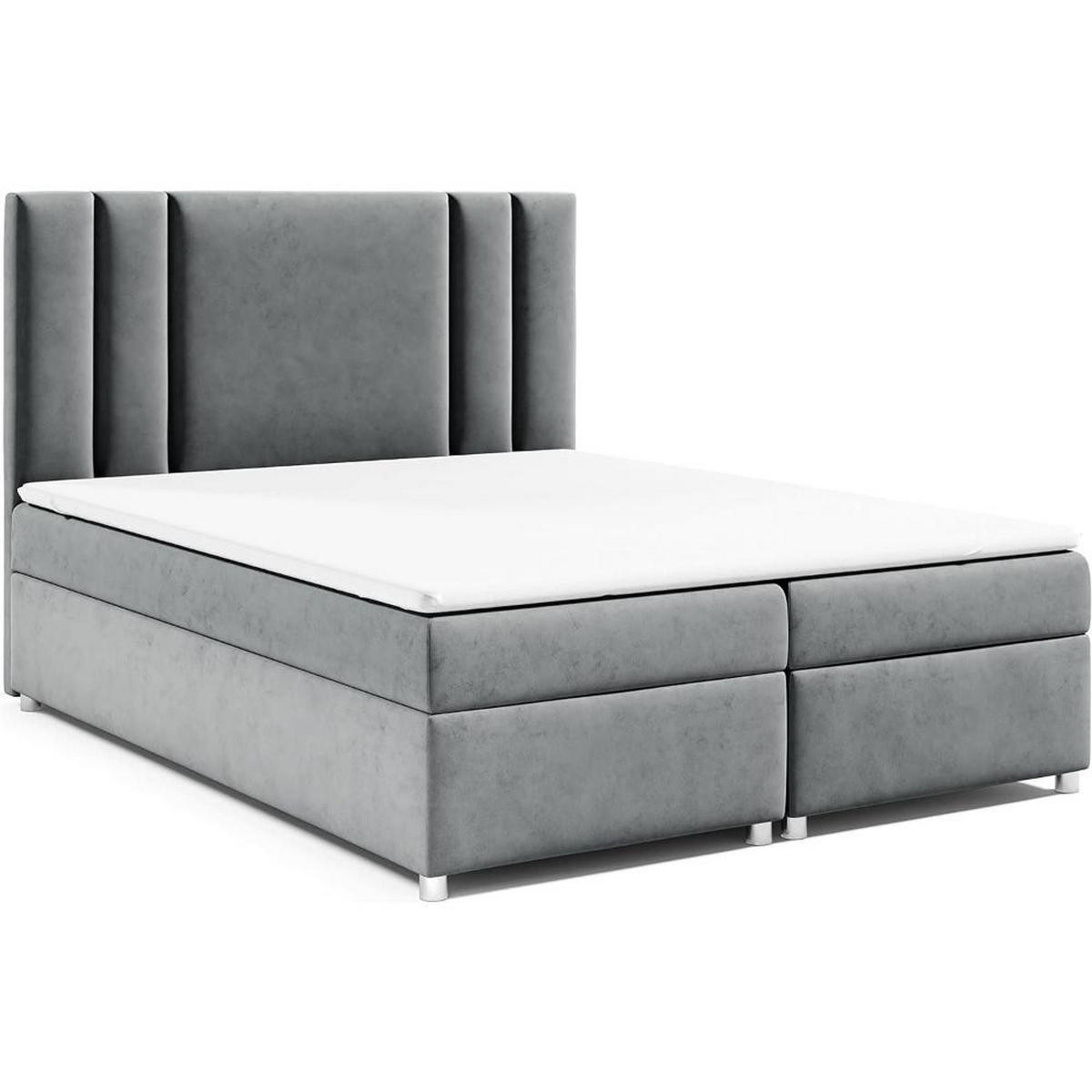 BOXBETT mit Bettkasten Trinity K-8 Bonellfederkern inkl. Topper - Grau, Holz/Holzwerkstoff (180/200cm) - Best For Home