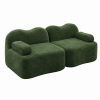SOFA modular in Wellenform Samt Grün - Grün, Holzwerkstoff (98/70/192cm) - Meubliv