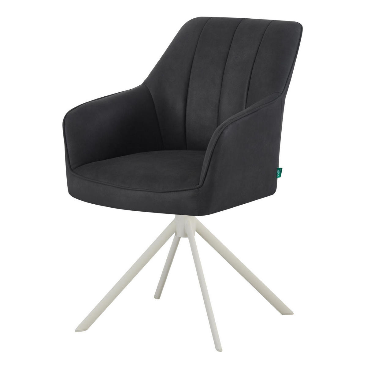 ESSZIMMERSTUHL THOMAS-VIVI 2er-Set 360°drehbar - Schwarz/Weiß, Textil/Metall (57/88/63cm) - DUBI Möbel