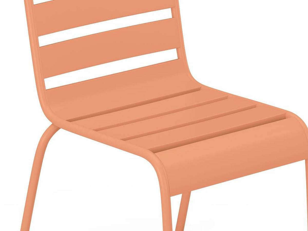 GARTEN-ESSGRUPPE: Tisch L. 80 cm + 2 stapelbare Stühle - Metall - Hellorange - MIRMANDE von MYLIA - Orange, Metall - Vente-Unique