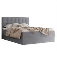 BOXBETT GRAND 180/200 cm, in Hellgrau, mit Matratze und Topper - Hellgrau, Holzwerkstoff/Textil (180/200cm) - Idohome