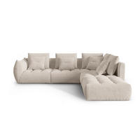 ECKSOFA modular rechts Bloom aus strukturiertem Stoff dunkelbeige 4 Sitzplätze - Mokka, Textil (310/316cm) - Micadoni