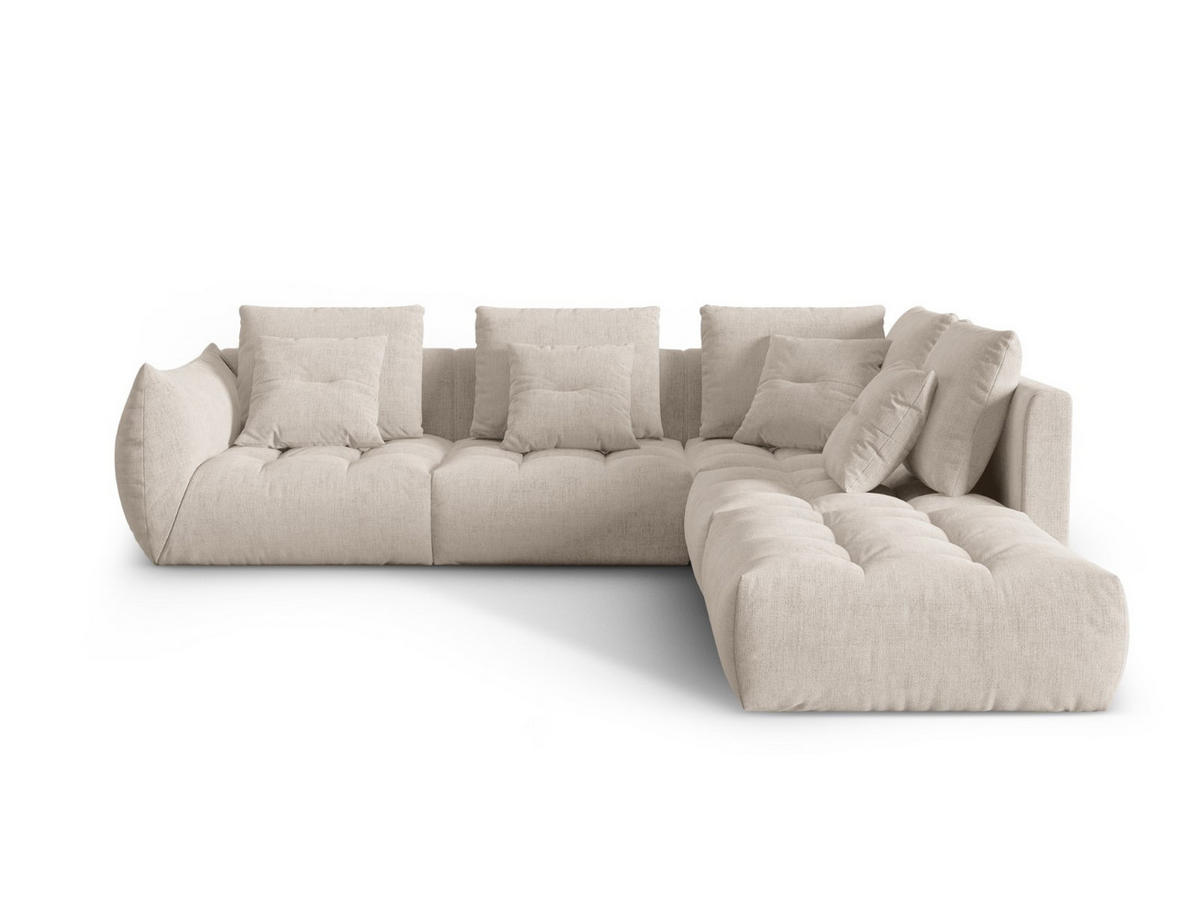 ECKSOFA modular rechts Bloom aus strukturiertem Stoff dunkelbeige 4 Sitzplätze - Mokka, Textil (310/316cm) - Micadoni