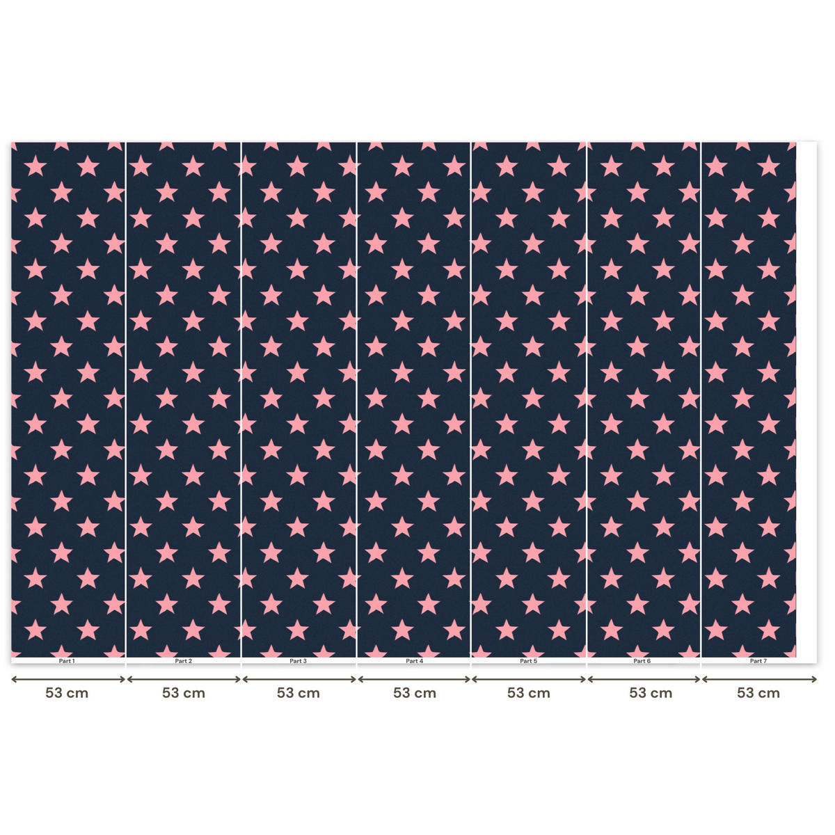 KINDERTAPETE - Muster - Sterne - Rosa - 350x240 cm - Anthrazit, Papier (350/240cm) - OnlyWow