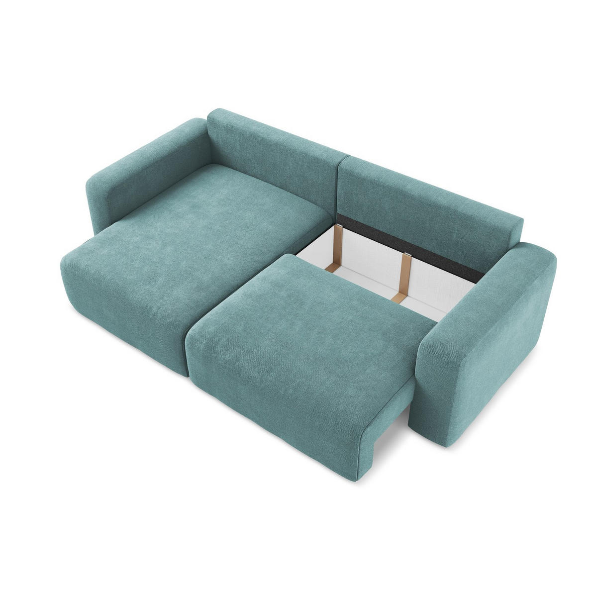 ECKSOFA mit Schlaffunktion links Chenille Stoff Blau - Blau/Beige, Kunststoff/Textil (149/244cm) - LaMiaSofa