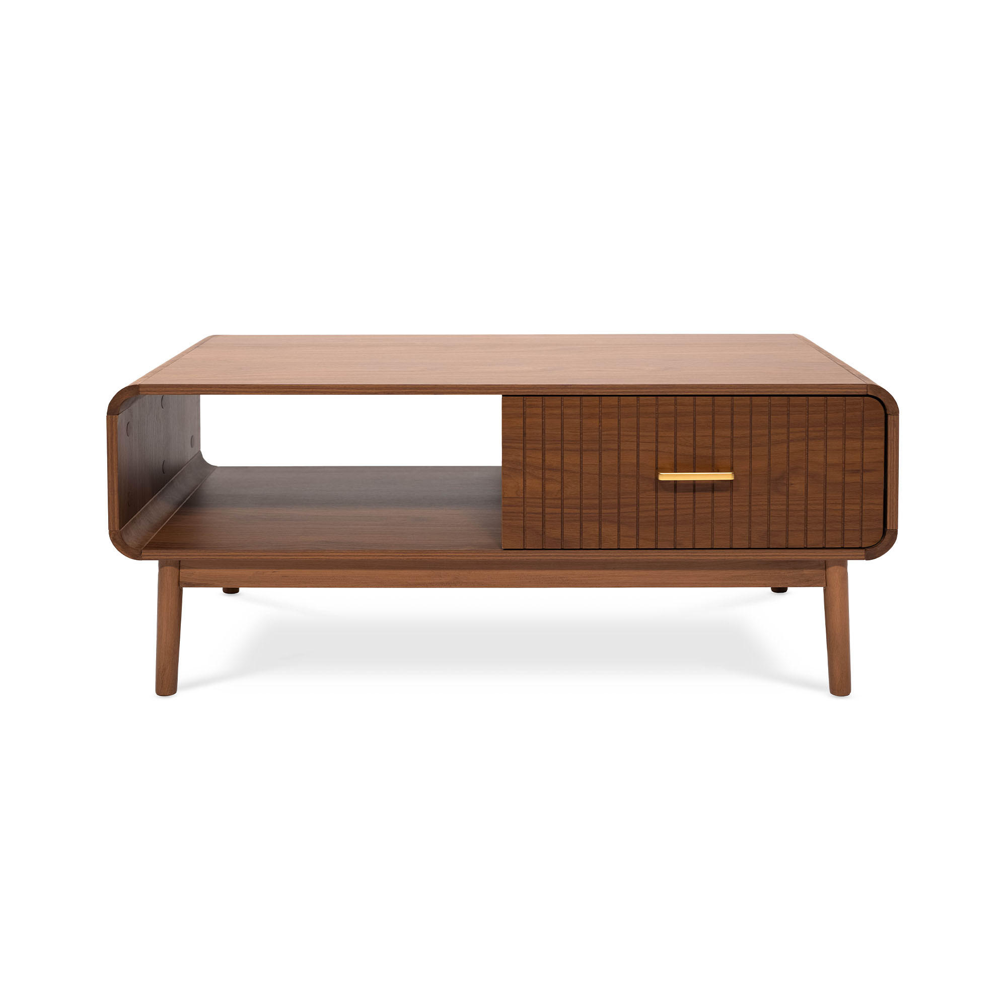 COUCHTISH Milo Couchtisch aus Walnussholz, Retro-Stil - Braun, Holz (105/50/45.5cm) - Sicaan