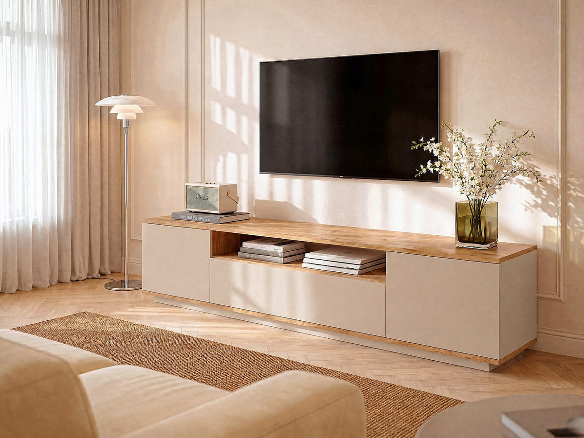 TV-BOARD - 180 cm x 44.5 cm - holz - beige, naturfarben hell Lotula - Beige/Naturfarben, Holz (180/44.6/44.5cm) - Vente-Unique