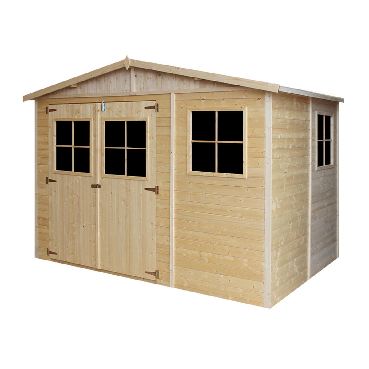 M334 GARTENHAUS HOLZ mit Fenstern - H226x324x216 cm/6 m² - Beige, Holz (324/226/199cm) - Timbela