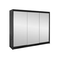SCHWEBETÜRENSCHRANK Derby III - Schwarz, Holzwerkstoff/Metall (200/215/58cm) - MIRJAN24