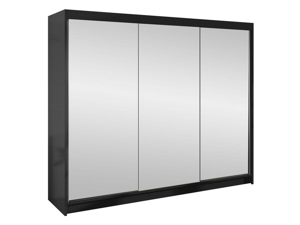 SCHWEBETÜRENSCHRANK Derby III - Schwarz, Holzwerkstoff/Metall (200/215/58cm) - MIRJAN24