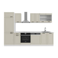 KÜCHENZEILE R-Line, Sand Landhaus/Weiß, 300 cm Arbeitsplatte Marmor - Beige/Weiß, Holzwerkstoff (300/206.8/60cm) - Vicco
