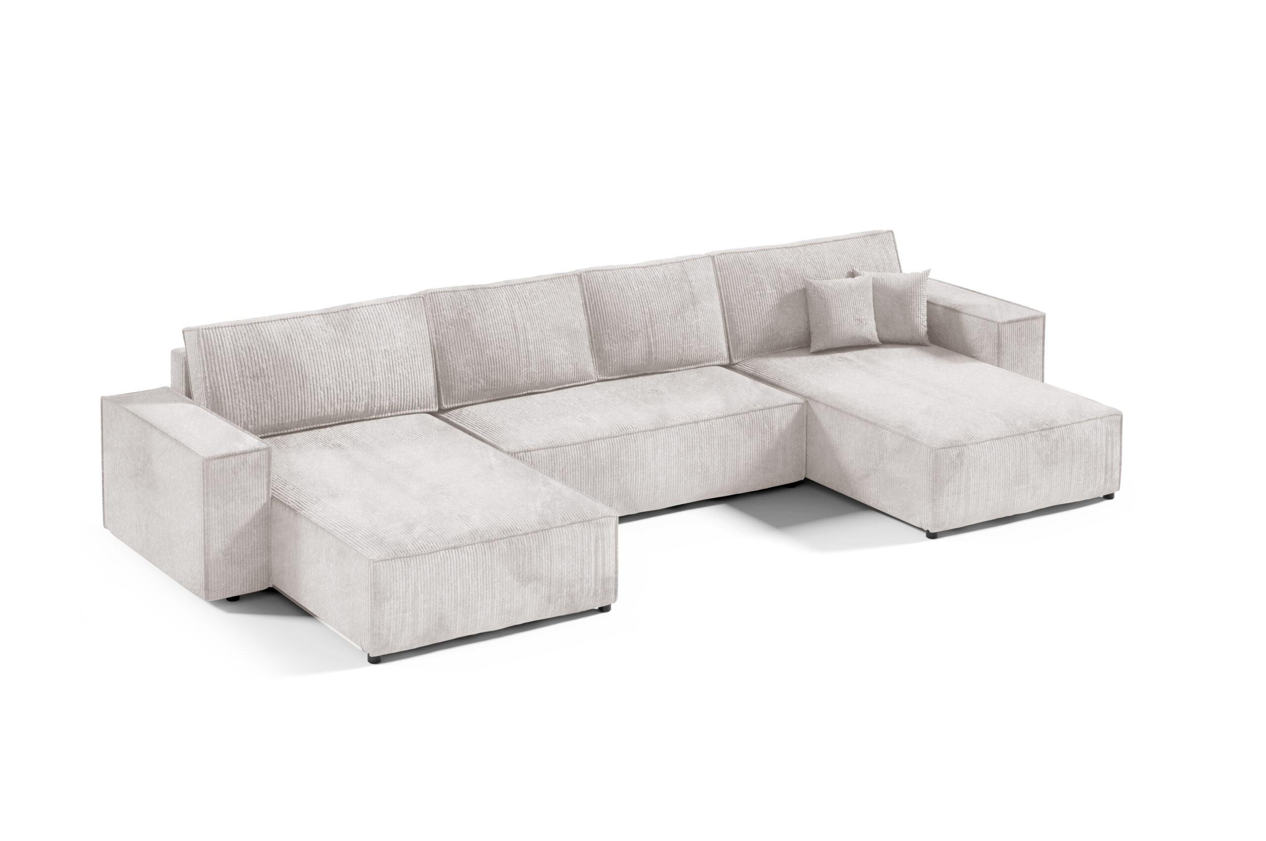 WOHNLANDSCHAFT mit Schlaffunktion Cremig - Hellgrau, Textil (398/70/185cm) - Furnisell