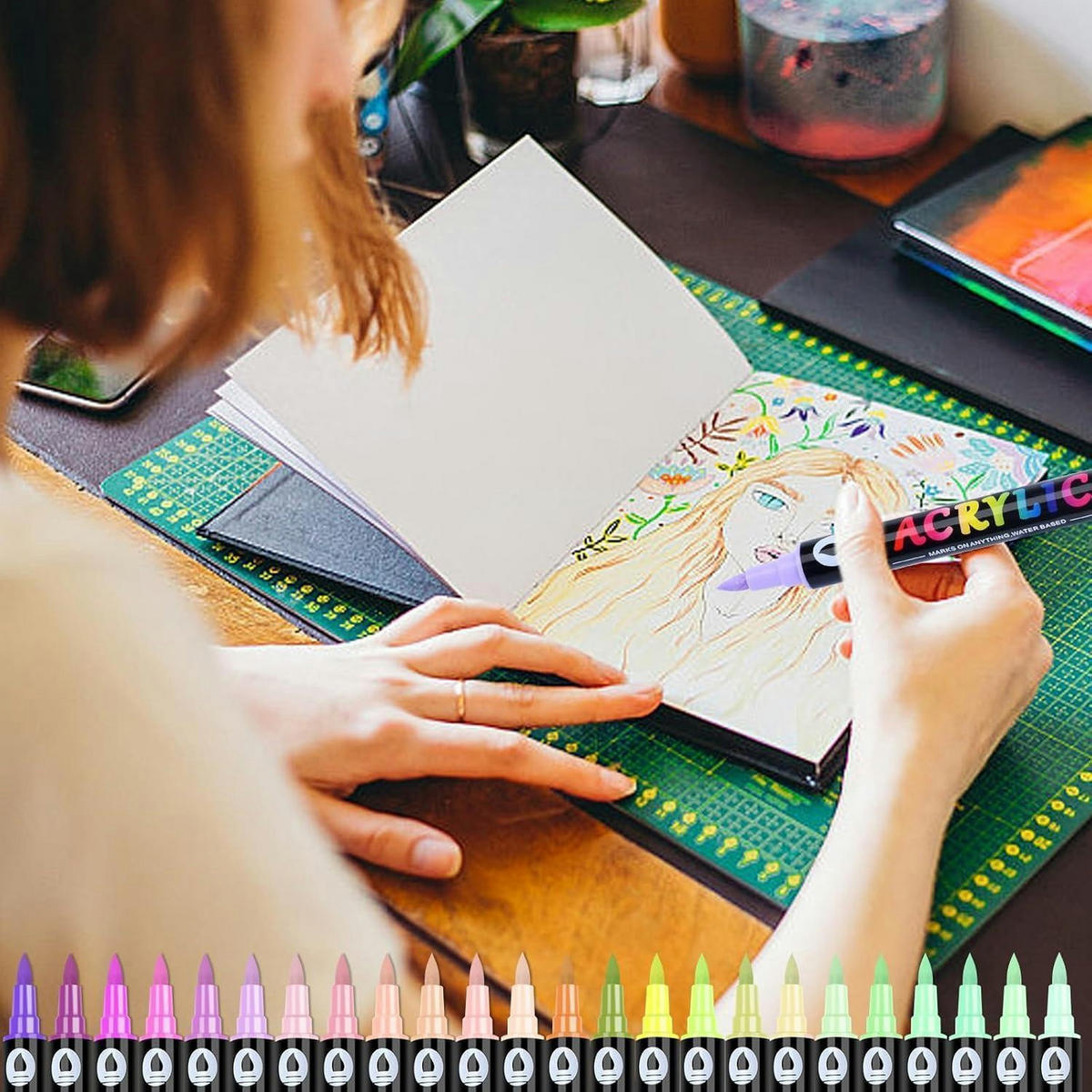 ACRYLSTIFTE Set 36 Stück mit Doppelspitze 72 Farben - Multicolor, Kunststoff (1/1/16.5cm)