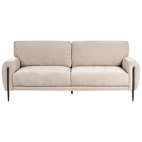 3-SITZER-SOFA Chenillegewebe Beige Skaro - Beige/Schwarz, Textil (214/87/89cm) - Beliani