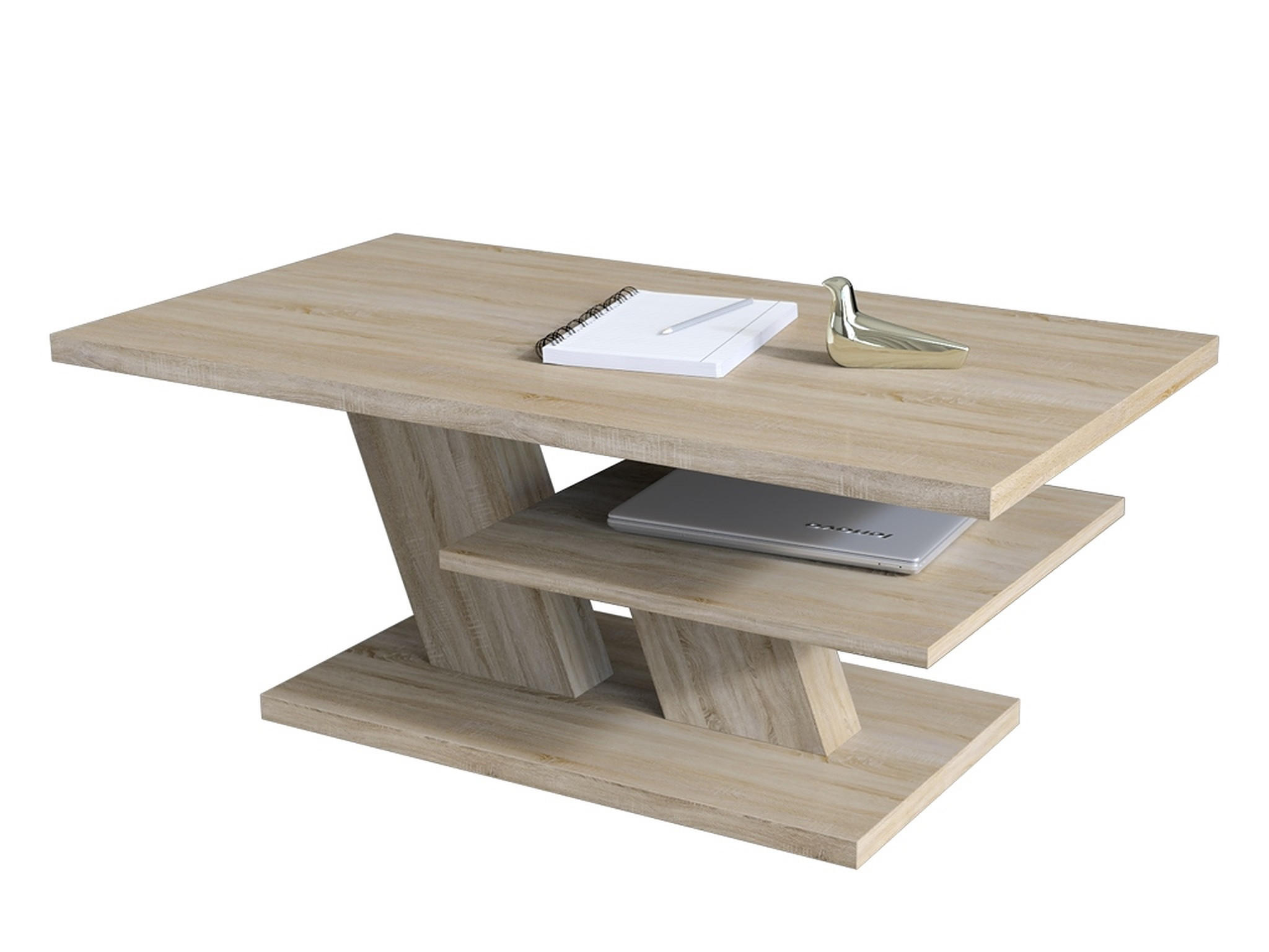 COUCHTISCH rechteckig Sonoma Eiche mit Ablage - Sonoma Eiche, Holzwerkstoff (60/110/45cm) - designimpex