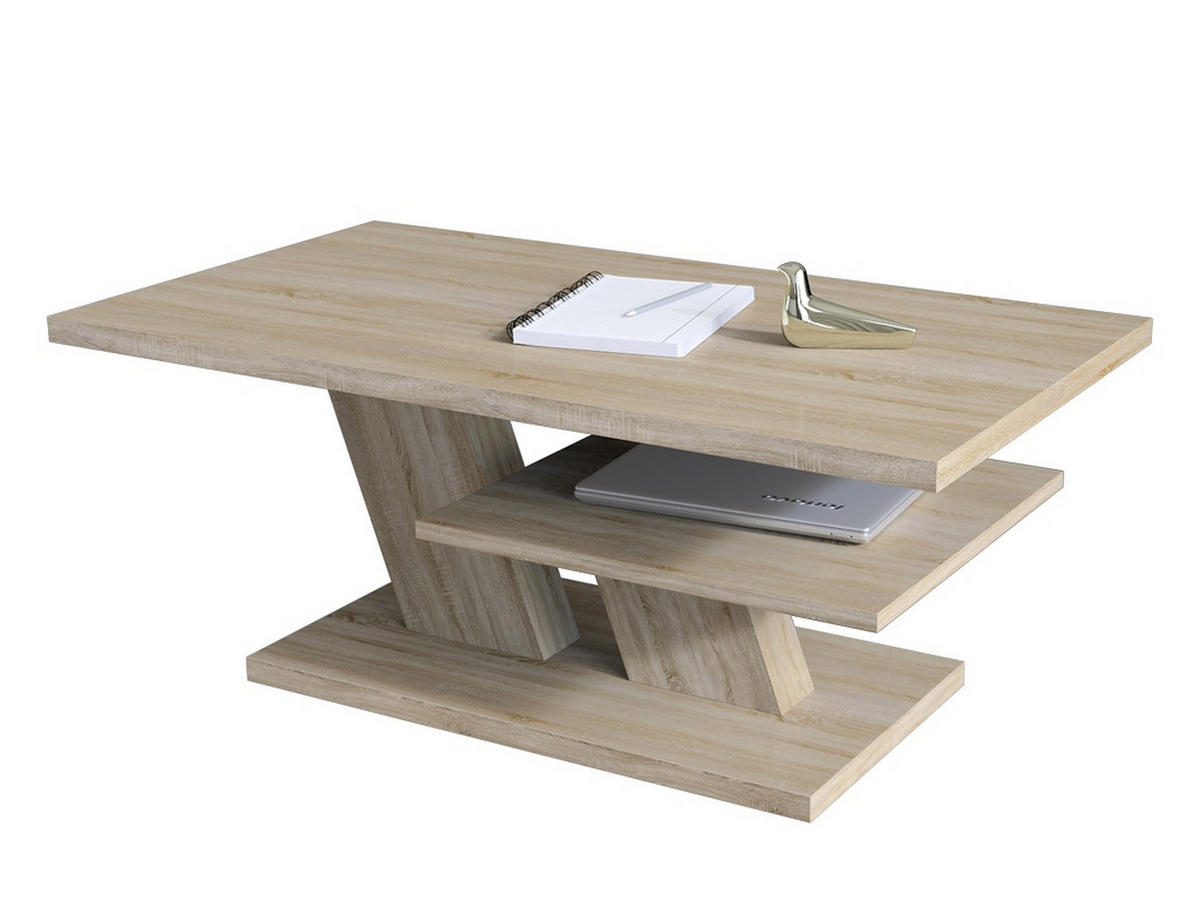 COUCHTISCH rechteckig Sonoma Eiche mit Ablage - Sonoma Eiche, Holzwerkstoff (60/110/45cm) - designimpex