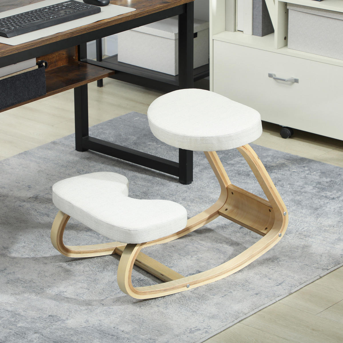 KNIESITZ DE-11774 50/73/55 cm Creme - Creme, Holz (50/55/73cm) - ComfortXL