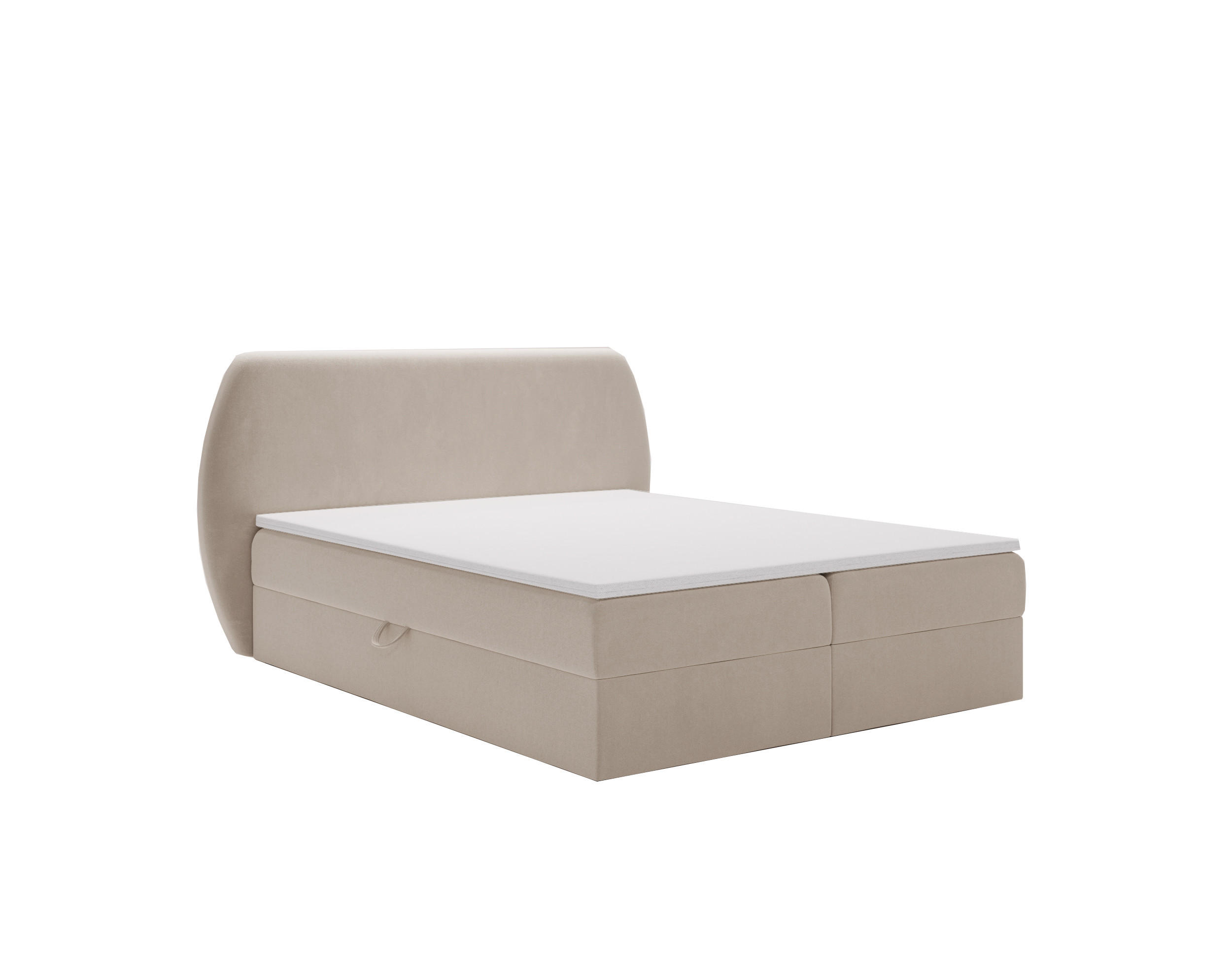 BOXBETT Bloom mit abgerundetem Kopfteil, Stoff Komodo Dunkelbeige 180x200 cm - Cappuccino, Holz (180/200cm) - Kaiser Möbel