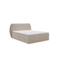 BOXBETT Bloom mit abgerundetem Kopfteil, Stoff Komodo Dunkelbeige 180x200 cm - Cappuccino, Holz (180/200cm) - Kaiser Möbel