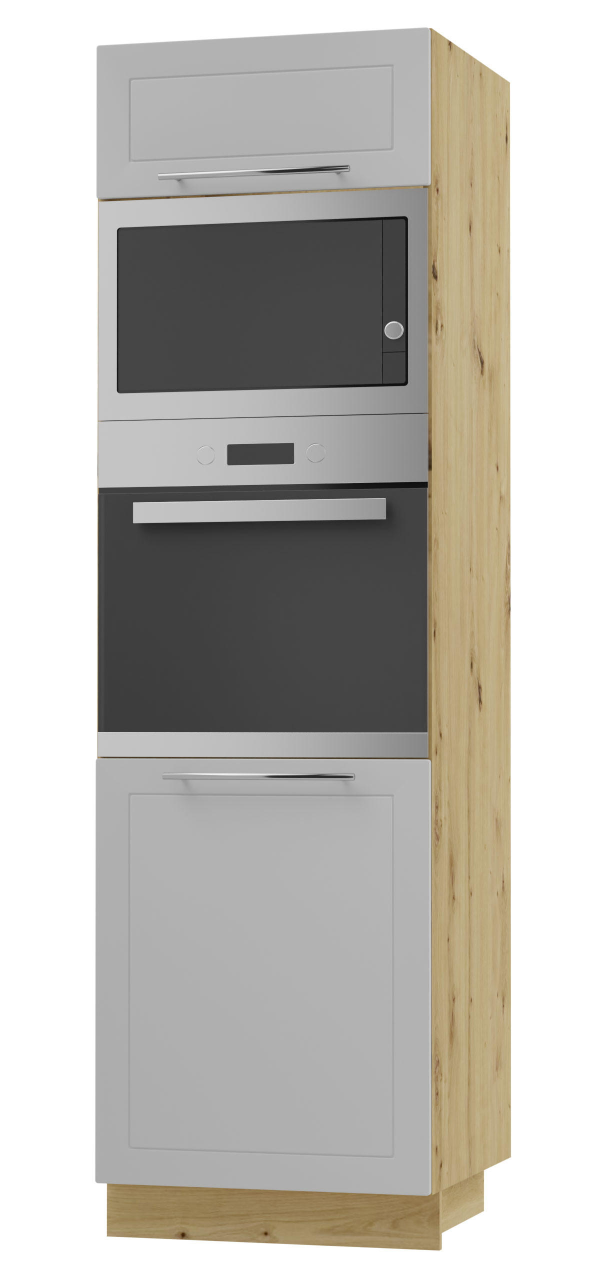 Feldmann-Wohnen Backofen-Hochschrank Grau, Eiche Artisan 60x207x59 cm