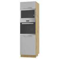 BACKOFEN-HOCHSCHRANK Kvantum D14/RU/60/207 Dust Grey Matt / Eiche Artisan Matt 60 / 59 / 207cm - Eiche Artisan/Grau, Holz/Holzwerkstoff (60/207/59cm) - Feldmann-Wohnen
